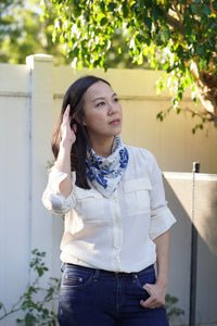 Indigo Botanically Dyed Batik Bandana - Natural Dye- Lung lengan kembang