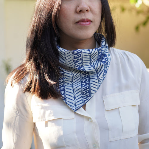 Indigo Botanically Dyed Batik Bandana - Natural Dye - Lereng