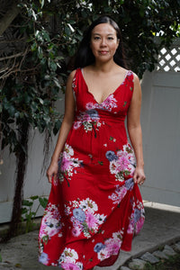 Kasih Coop Dress Moza Red Over the Knee Sleeveless