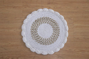 Extra Large Placemats Seagrass & Lace 16.9" - Set of Two