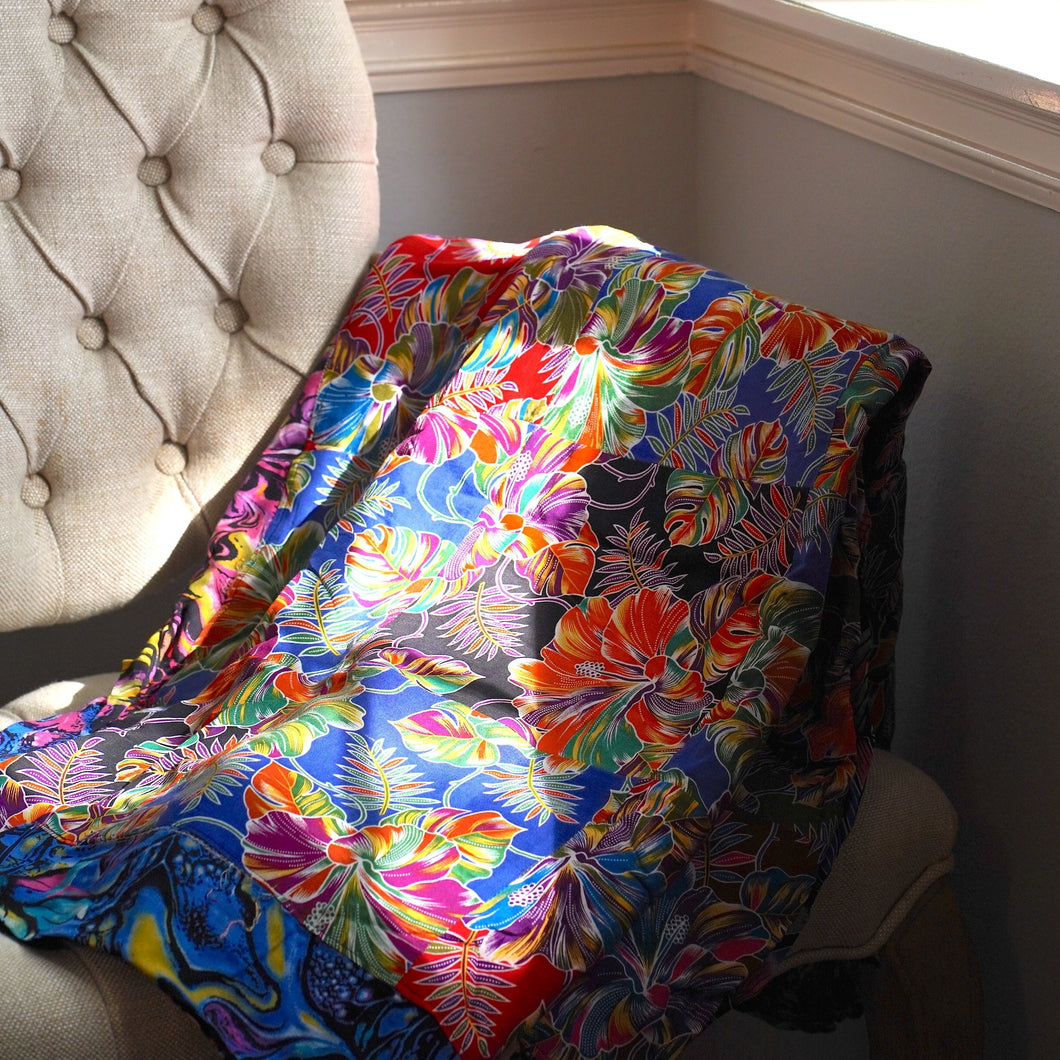 Handmade Reversible Batik Quilt Blanket / Throw - TR0050 - Size 87