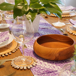 Teak wood bowl handmade in Indonesia medium size 9.5" x 2.75"