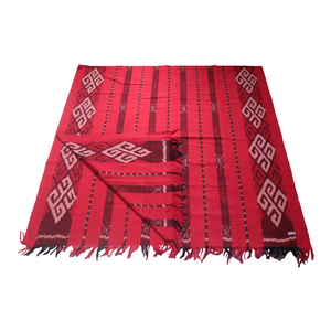 Ikat Blanket Throw, Red Handwoven in Indonesia