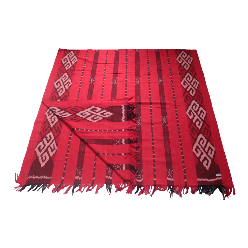 Ikat Blanket Throw, Red Handwoven in Indonesia