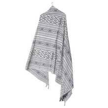 Load image into Gallery viewer, Ikat Blanket Throw, White &amp; Gray Handwoven in Indonesia