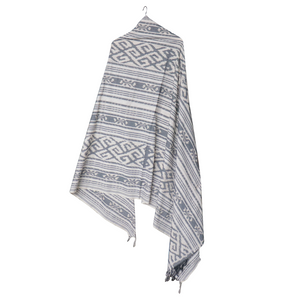 Ikat Blanket Throw, White & Gray Handwoven in Indonesia