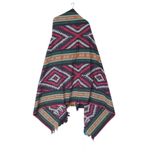 Load image into Gallery viewer, Ikat Blanket Throw, Black &amp; Red, Handwoven in Indonesia