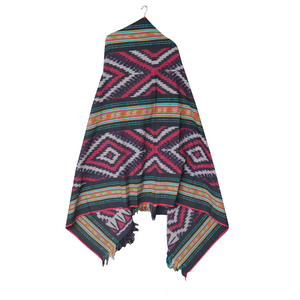 Ikat Blanket Throw, Black & Red, Handwoven in Indonesia