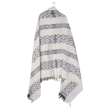 Load image into Gallery viewer, Ikat Blanket Throw, White &amp; Gray Handwoven in Indonesia