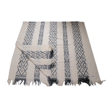 Load image into Gallery viewer, Ikat Blanket Throw, White &amp; Gray Handwoven in Indonesia