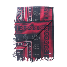 Load image into Gallery viewer, Ikat Blanket Throw, Black &amp; Red Handwoven in Indonesia