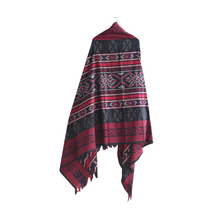 Load image into Gallery viewer, Ikat Blanket Throw, Black &amp; Red Handwoven in Indonesia