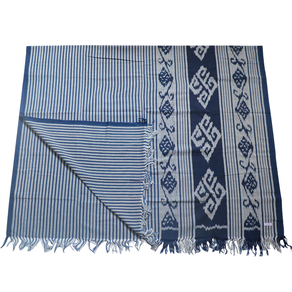Ikat Blanket Throw, Blue Handwoven in Indonesia
