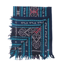 Load image into Gallery viewer, Ikat Blanket Throw, Blue, Handwoven in Indonesia