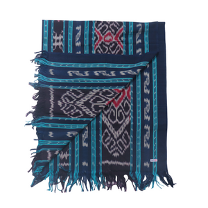 Ikat Blanket Throw, Blue, Handwoven in Indonesia