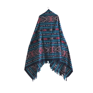 Ikat Blanket Throw, Blue, Handwoven in Indonesia