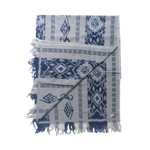 Load image into Gallery viewer, Ikat Blanket Throw, Gray &amp; Dark Blue Handwoven in Indonesia