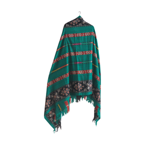 Ikat Blanket Throw, Green, Handwoven in Indonesia