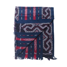 Load image into Gallery viewer, Ikat Blanket Throw, Blue &amp; Red, Handwoven in Indonesia
