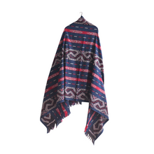 Load image into Gallery viewer, Ikat Blanket Throw, Blue &amp; Red, Handwoven in Indonesia
