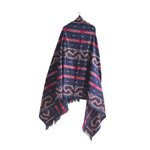 Ikat Blanket Throw, Blue & Red, Handwoven in Indonesia