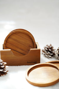 Handmade Teak Wood Coaster Set of Four