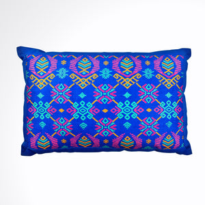 Ikat Pillow Cover, Blue. Cover Only with No Insert. 12x18 inches