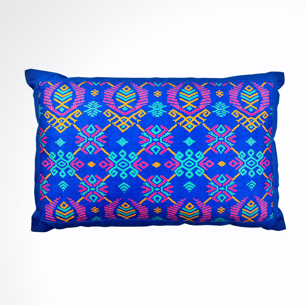 Ikat Pillow Cover, Blue. Cover Only with No Insert. 12x18 inches