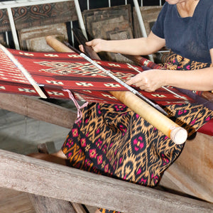 Ikat Blanket Throw, Black & Red Handwoven in Indonesia