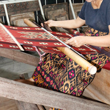 Load image into Gallery viewer, Ikat Blanket Throw, Black &amp; Red, Handwoven in Indonesia