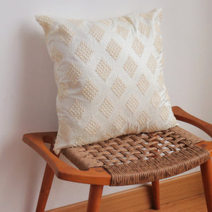 Pillow / Cushion Cover - Ikat in Silk & Cotton - Cream