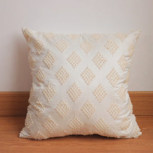 Pillow / Cushion Cover - Ikat in Silk & Cotton - Cream