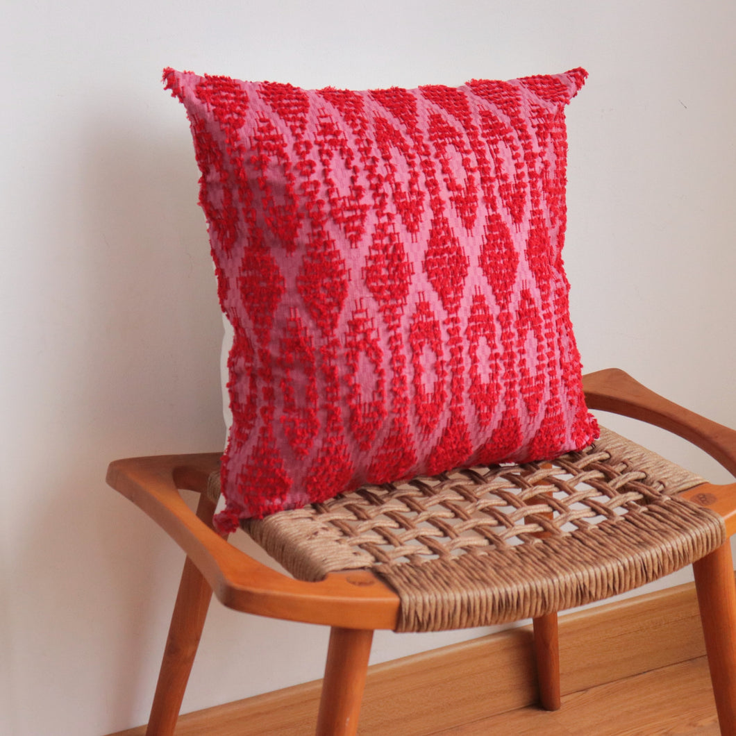 Pillow / Cushion Cover - Ikat in Silk & Cotton - Red
