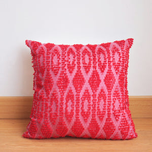 Pillow / Cushion Cover - Ikat in Silk & Cotton - Red