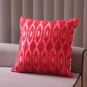 Pillow / Cushion Cover - Ikat in Silk & Cotton - Red
