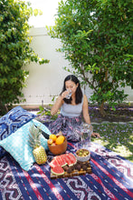 Load image into Gallery viewer, Ikat Blanket Throw, Blue &amp; Red, Handwoven in Indonesia