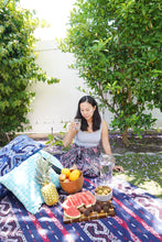 Load image into Gallery viewer, Ikat Blanket Throw, Blue &amp; Red, Handwoven in Indonesia