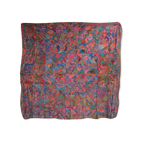 Handmade Reversible Printed Batik Quilt Blanket / Throw - TR0038 - Size 87