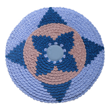 Load image into Gallery viewer, Patchwork Circle Wall Hanging Fabric Art Wall Decor Hand Sewn 20&quot; - Blue &amp; Pink