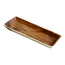 Load image into Gallery viewer, Teak Wood Rectangle Serving Server Tray large 14&quot; x 5&quot;