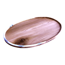 Load image into Gallery viewer, Teak Wood Serving Tray with White Resin Design