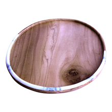 Load image into Gallery viewer, Teak Wood Serving Tray with White Resin Design