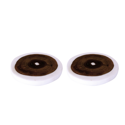 Handmade White Resin Mix with Wood Coaster, Set of Two