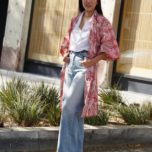 Handmade Batik Robe/ Kimono - Leafy Paradise