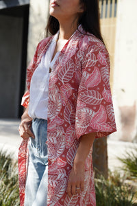 Handmade Batik Robe/ Kimono - Leafy Paradise