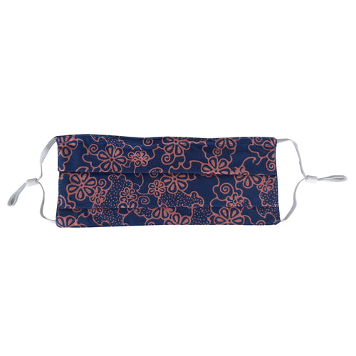 Pleated Hand Dyed Indonesia Batik Face Mask Three Layers 100% Cotton with Nose Wire Filter Pocket Soft Elastic Band