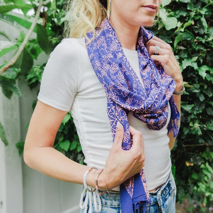 Handmade Batik Scarf - Cotton - Mangosteen