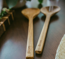 Load image into Gallery viewer, Teak Wood Salad Spoon and Fork Set