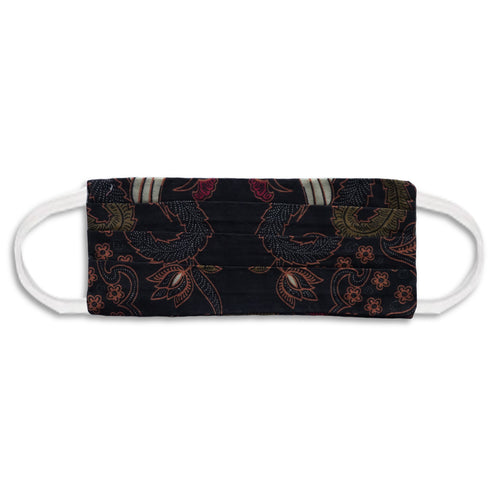 Rectangle Batik Face Mask with Insert Pocket - Black