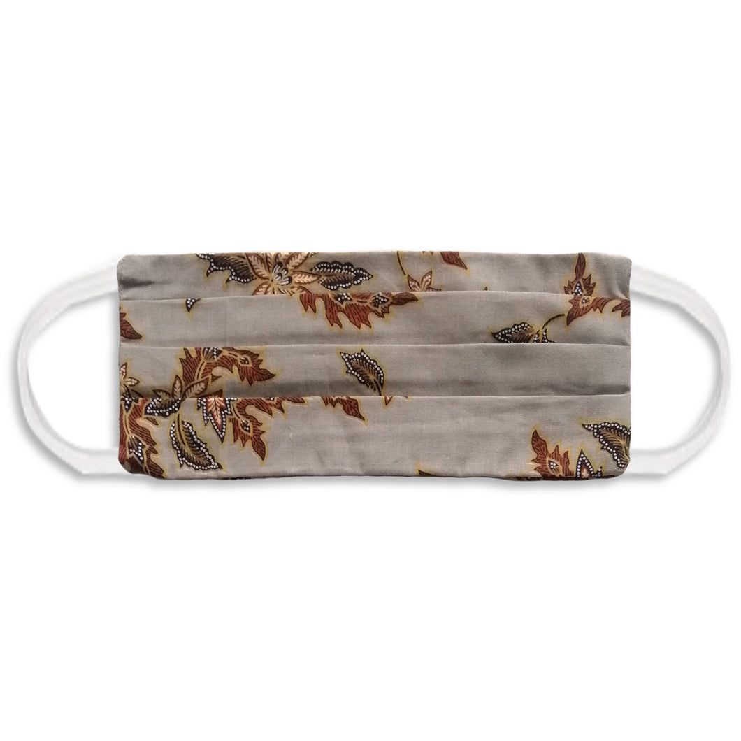 Rectangle Batik Face Mask with Insert Pocket - Light Gray